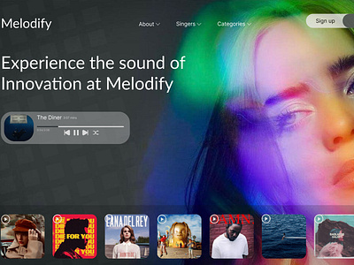 Melodify a music website| Web design artists colors fonts melody music singers songs ui uiux web design website