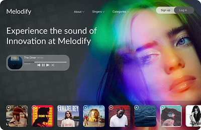 Melodify a music website| Web design artists colors fonts melody music singers songs ui uiux web design website
