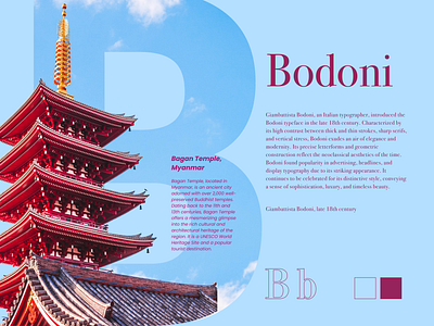 Bodoni, Bagan Temple adobe brand identity branding design dribbble figma font graphic design graphics illustration illustrator logo logo design magazine mask photoshop presentation presentation design typography ui design