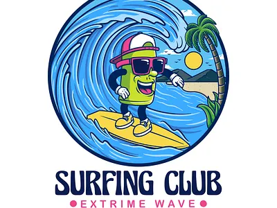 Surfing Club beach beach club clothing design digital art illustration merch design merchandise sticker design summer summer beach summer illustration summer paradise summer vibes surfing surfing club t shirt design