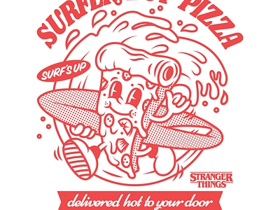 Surfer Boy Pizza bold branding character graphic design print stranger things strangerthings tshirt