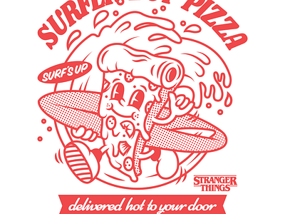 Surfer Boy Pizza bold branding character graphic design print stranger things strangerthings tshirt