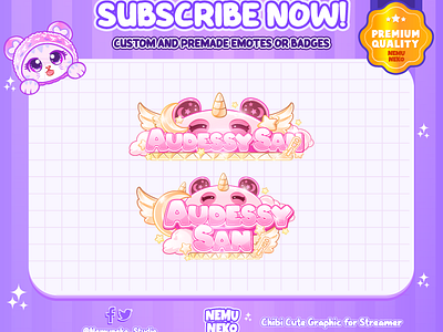 🍷Audessy San Custom Vtuber Logo Text By Nemuneko🍷 animation branding chibi emotes cute emotes cute logo design graphic design illustration logo logo aesthetic logo text open commission twitch emotes vgen vtuber vtuber logo vtuber logo text