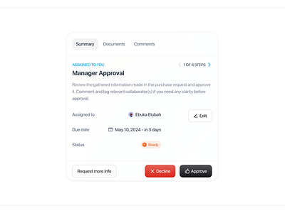 Manager Approval card app design procurment saas uiux