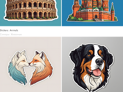 Stickers: Cities, Animals animals cities digital art illustration stickers