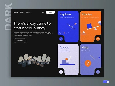 A Dark-themed Event Platform Homepage branding clean creative dark design event exploration figma hero section homepage landing page layout platform startup thumbnail typography ui ux web web app