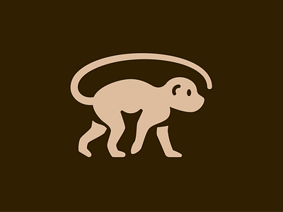 Monkey Minimal Logo animal ape branding character chimp cute design digital elegant flat graphic design illustration logo mascot minimal monkey silhouette simple tail vector