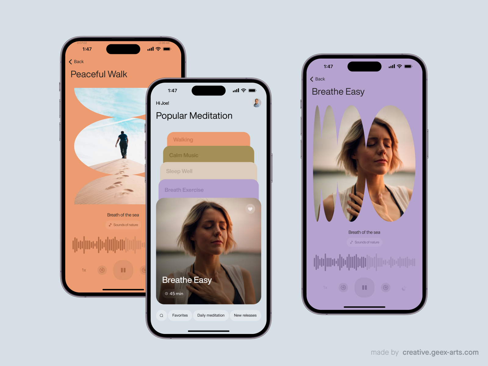 Meditation App app design figma ios meditation minimal ui uiux