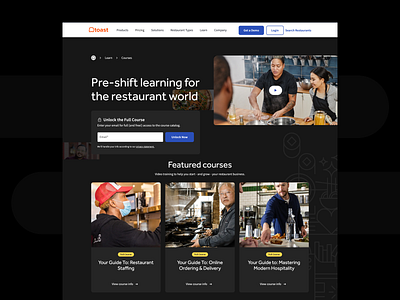 Learn with Toast: Video Courses for Restaurant People content design design educational platform educational videos gated content graphic design marketing design video video content video platform video series web design