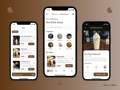 Coffee Shop App UI/UX Design animation appdesign branding design graphic design logo metafic metafic design mobileapp motion graphics ui ux