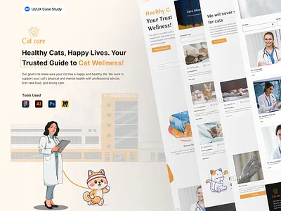 Cat Care Case Study casestudy designthinking figma interface presentation ui website websitedesign