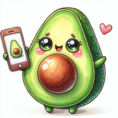 Avocado Watercolor branding dall e3 design graphic design ia illustration ilustraçãoia logo ui vector