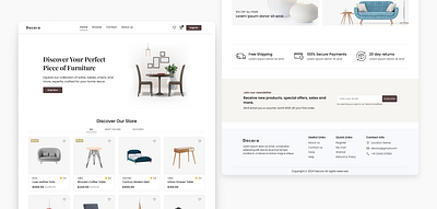 Decora: Online Furniture Store Landing Page clean e commerce furniture landing page minimal design online store