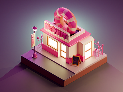 Isometric Donut Store 3d donut isometric store