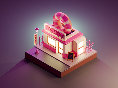 Isometric Donut Store 3d donut isometric store