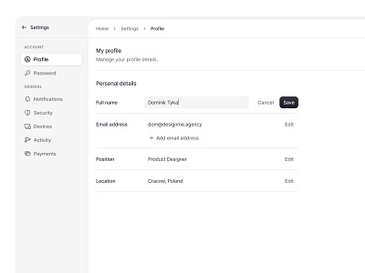 🐟 protocol3 / settings / profile app application changes design desktopapp edit flat input modern myprofile profile save settings ui ui design user ux webapp