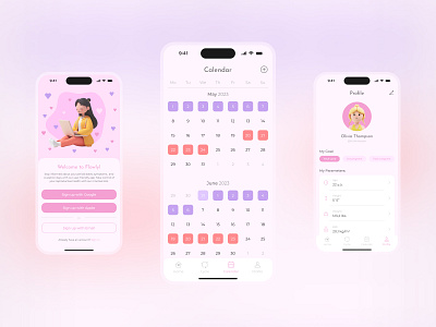 Flowly - Mobile App Design for Menstrual Tracking🌸 appdesign branding calendarapp color cycletracker design fertilityapp healthapp healthtech menstrualtracking mobile mobile app mobileappdesign ovulationtracker periodtracker selfcare ui ux ux ui design womenhealth