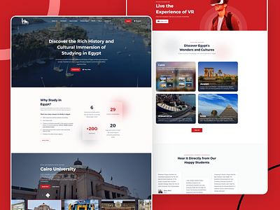 Study in Egypt - Website home page interaction design landing page ui user interface ux visual design website