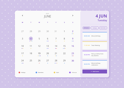 Calendar #DailyUI #38 calendar dailyui design ui ux