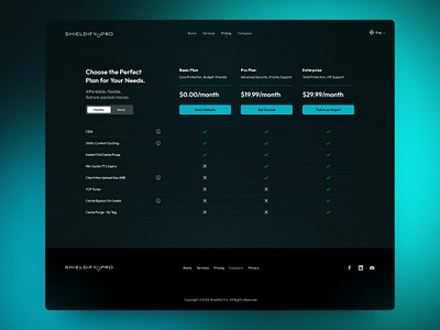 Pricing Plan For Cyber Security Service cyber design plan pricing responsive security ui ux web
