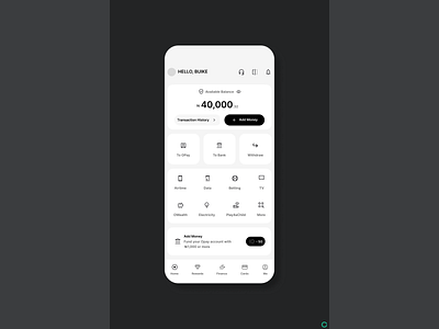 Neutral Finance Mobile UI Screen design finance grey neutral neutrals touch of green ui ui design