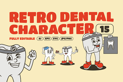 Teeth Dental brand brand identity branding cartoon character classic cute dental design graphic design illustration logo old style retro teeth vector vintage