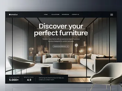 Homelux - Furniture Website Design clean design furniture home landing page minimalist modern property real estate real estate website reale estate agency showroom sofa ui ui ux ux web web ui website website design