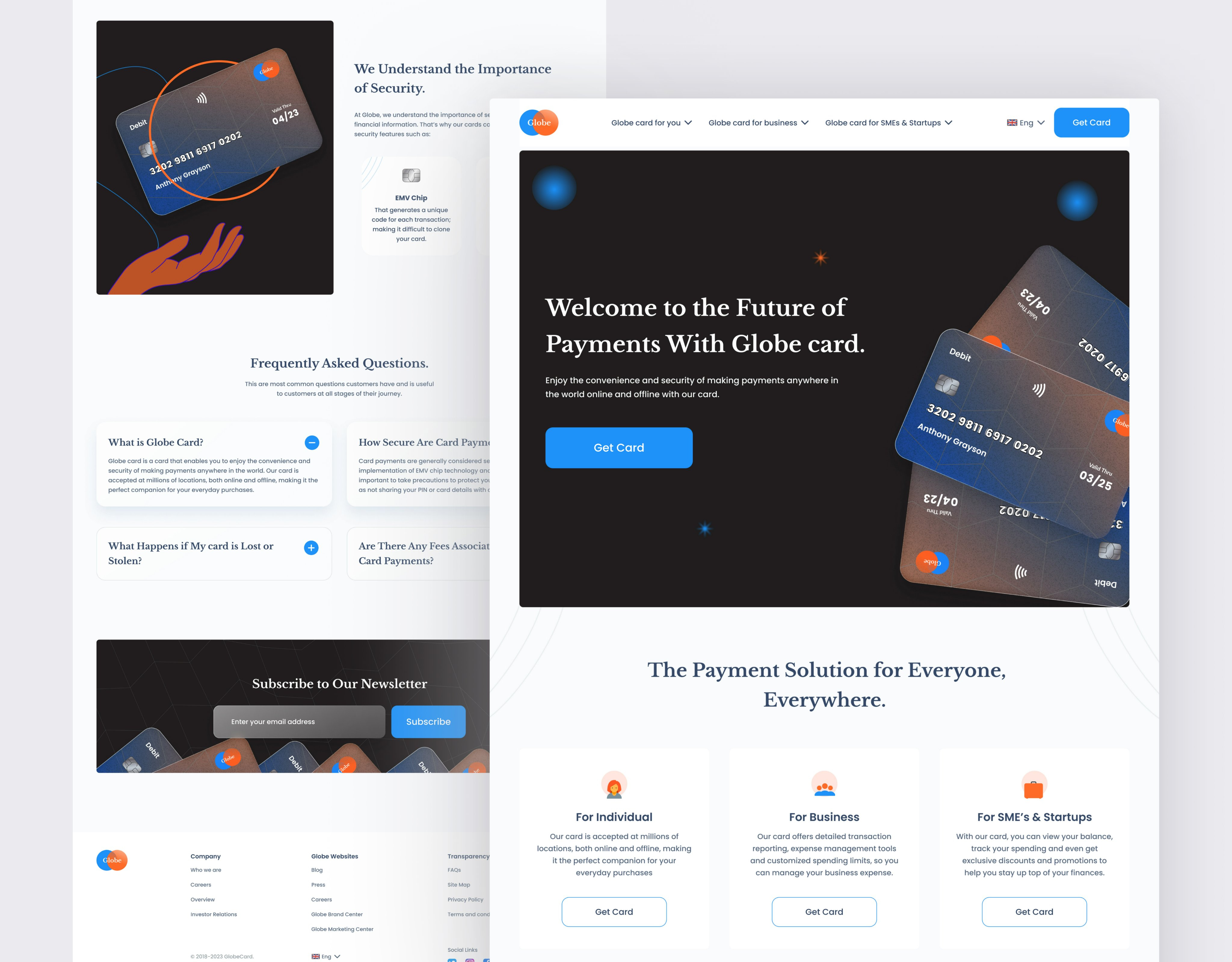 Globe Card Landing Page advertising branding dribbble finance finance website home page inspiration interaction design landing page marketing startup ui ui design uiux designer ux web design web designer web ui website website design
