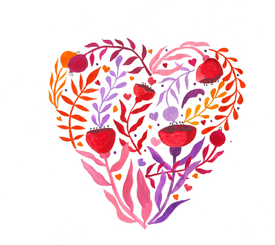 Heart Watercolor illustration flowers graphic design illustration