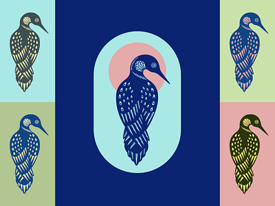 Blue Loon animal bird blueloon branding illustration logo nature package stamp sun sunset visualidentity wings