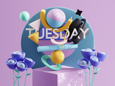 Tuesday 3d abstract blender geometry illustration shapes tuesday ui