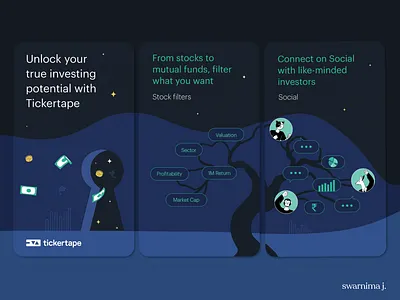 ASO Screens (Playstore Screenshots) app preview appstore appstore screenshots aso screens branding carousel design digital illustration finance fintech graphic design illustration illustrator invest investin mutual funds playstore playstore screenshot stocks