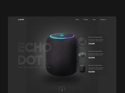 Echo Dot alexa amazon amazonecho design domotic echodot figma glassmorphism graphicdesign hero home landingpage minimalist music product smartassistant smarthome ui voiceassistant webdesign