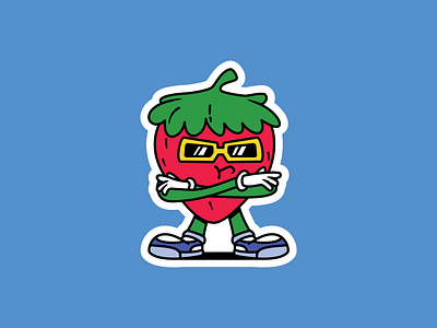 Kool Strawberry 🍓 branding cool design fruit game glasses green illustration logo mascot red retro sneaker sticker strawberry