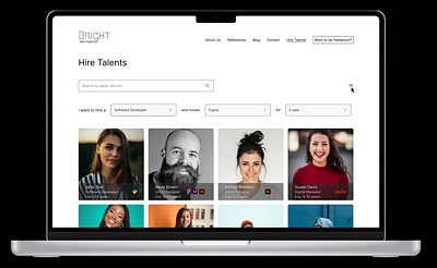 Bright Idea Agency Hire Talent & User Selection Page Design dailyui design designthinking filter freeelance hire job portfolio ui ui 064 uidesign uiux uix101 userexperience userinterface ux