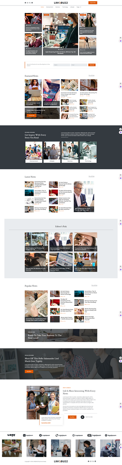 Linqbuzz - Blog & Magazine Elementor Pro Template Kit viral news