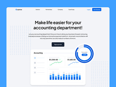 Spense - Fintech Payment Platform blue branding design desktop app finances fintech hero section illustration landing page logo payments ui ux