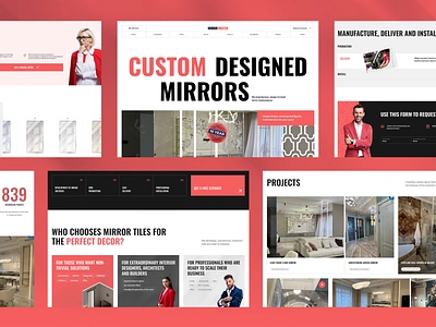 Custom Designed Mirrors Website agency branding corporate website red creative development digitak fresh landing page red manufacture marketing mirror manufacture mirror website mirrors production red color stylish stylish red trends 2024 ui ux website red