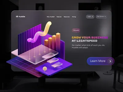 Huddle website illustration - 04 Growth 3d 3d illustration branding cinema 4d design illustration octane render ui