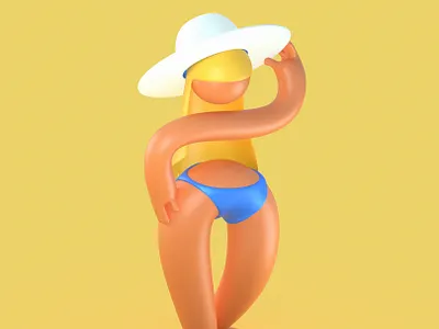 Summer 3d blender cartoon character illustration illustrator