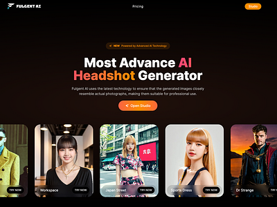 Fulgent AI: Most Advance AI Headshot Generator ai art image ai headshot landing page ai image fulgent ai headshot ui