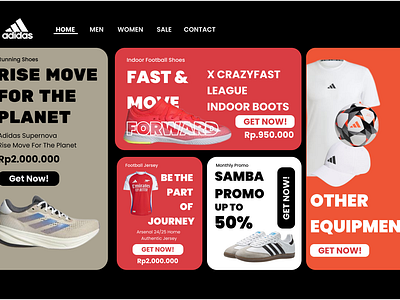 Sports Shop Web Design adidas branding design sports design ui uiux ux web design web sports