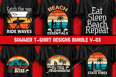 Summer T-Shirt Designs Bundle V-03- Beach Summer T-shirt design beach t shirt beach t shirt design summer t shirt design