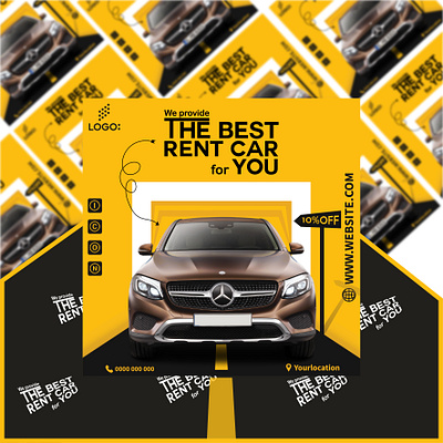 Rent a car social media template advertising agency benner branding campain design agency device graphic design instrument product rent social advertizing