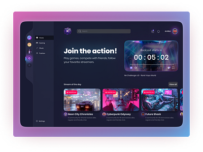 CyberWave - Live-Streaming app uxui ux ui desktop livestreaming platform streaming ux design