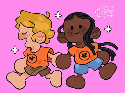 Percy e Annabeth 2d 2d art art arte cartoon character design desenho design de personagens illustration ilustração