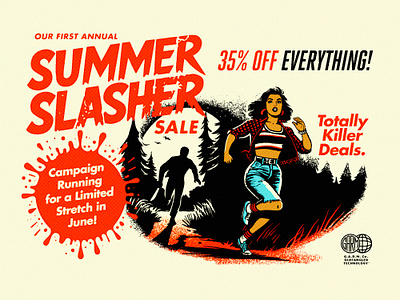 Summer Slasher Sale - G.A.R.M. Co. 1970s 1980s 70s 80s brushes classes and courses designer tools digital products fonts g.a.r.m. co. garm company graphic design growcase horror movie theme summer camp summer slasher textures