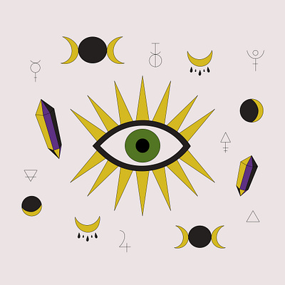 Mystical esoteric symbols of the eyes app branding design graphic design illustration logo typography ui ux vector
