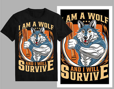 I am a wolf and i will survive t-shirt design adventure bad wolf blue wolf hunting shirt t shirt design tee tshirt wolf wolf art wolf cartoon wolf design wolf graphic wolf illustration wolf king wolf logo wolf mascto wolf men wolf silhouette wolf t shirt design