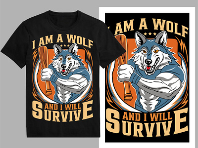 I am a wolf and i will survive t-shirt design adventure bad wolf blue wolf hunting shirt t shirt design tee tshirt wolf wolf art wolf cartoon wolf design wolf graphic wolf illustration wolf king wolf logo wolf mascto wolf men wolf silhouette wolf t shirt design